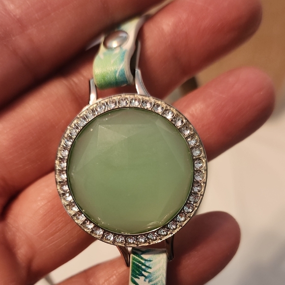 Origami Owl Silver Bracelet with Green Charm - Picture 2 of 4